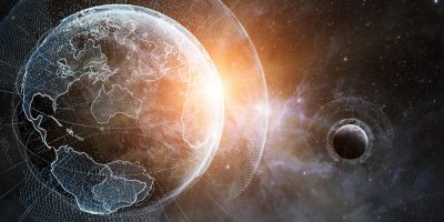 Global network and datas exchanges over the planet Earth 3D rendering elements of this image furnished by NASA